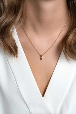 ZINZI zilveren hanger extra 14K geel verguld X-vorm witte zirconia ZIH2194Y (zonder collier)
