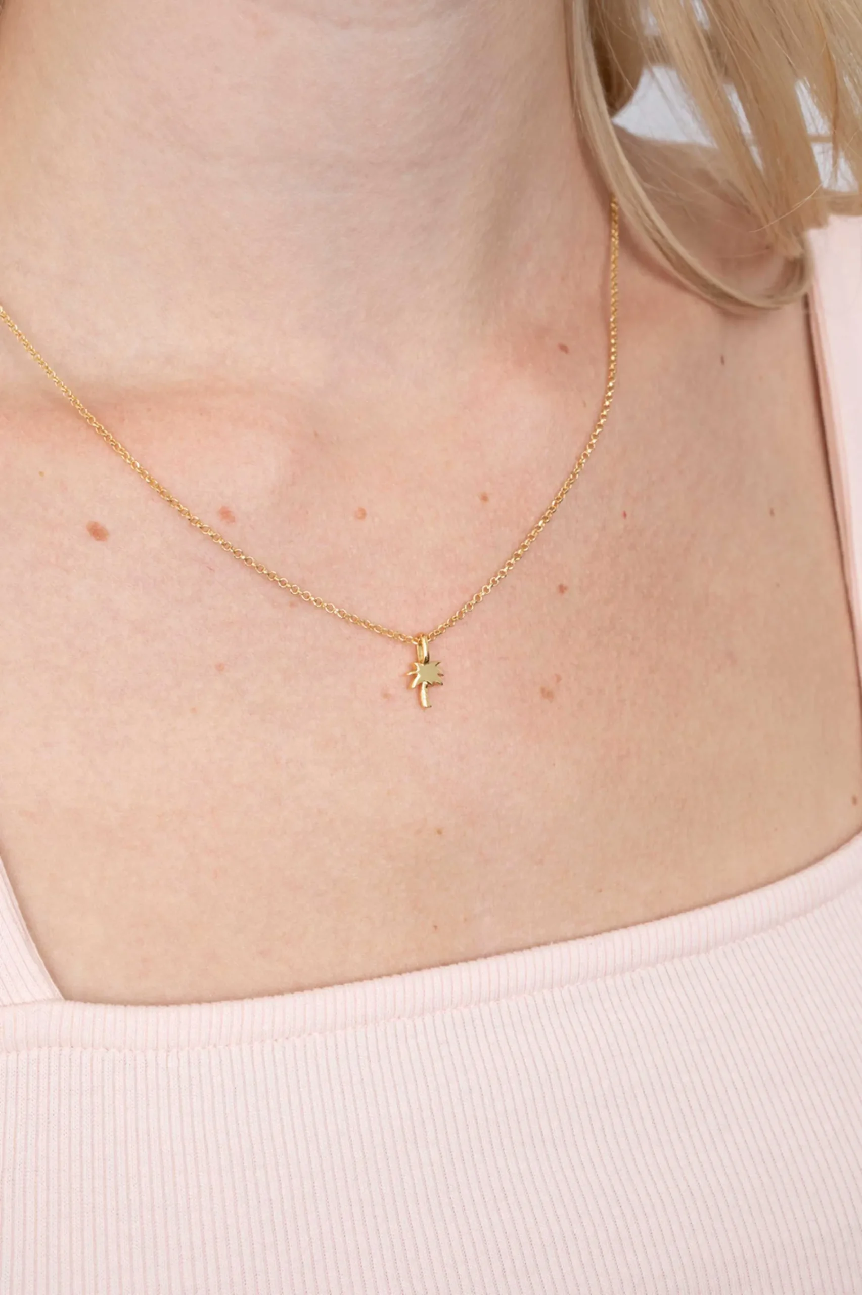 ZINZI zilveren hanger geel verguld palmboom ZIH2069G (zonder collier)