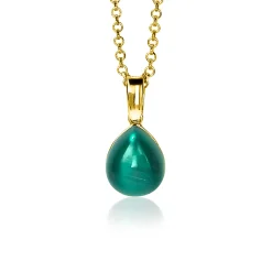 ZINZI zilveren hanger geelverguld groen peervorm 20mm ZIH1934GG (zonder collier)
