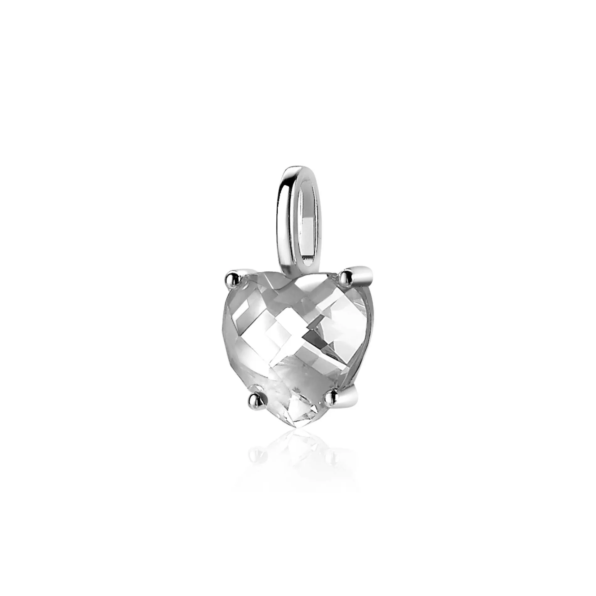 ZINZI zilveren hanger hartje wit ZIH2071 (zonder collier)