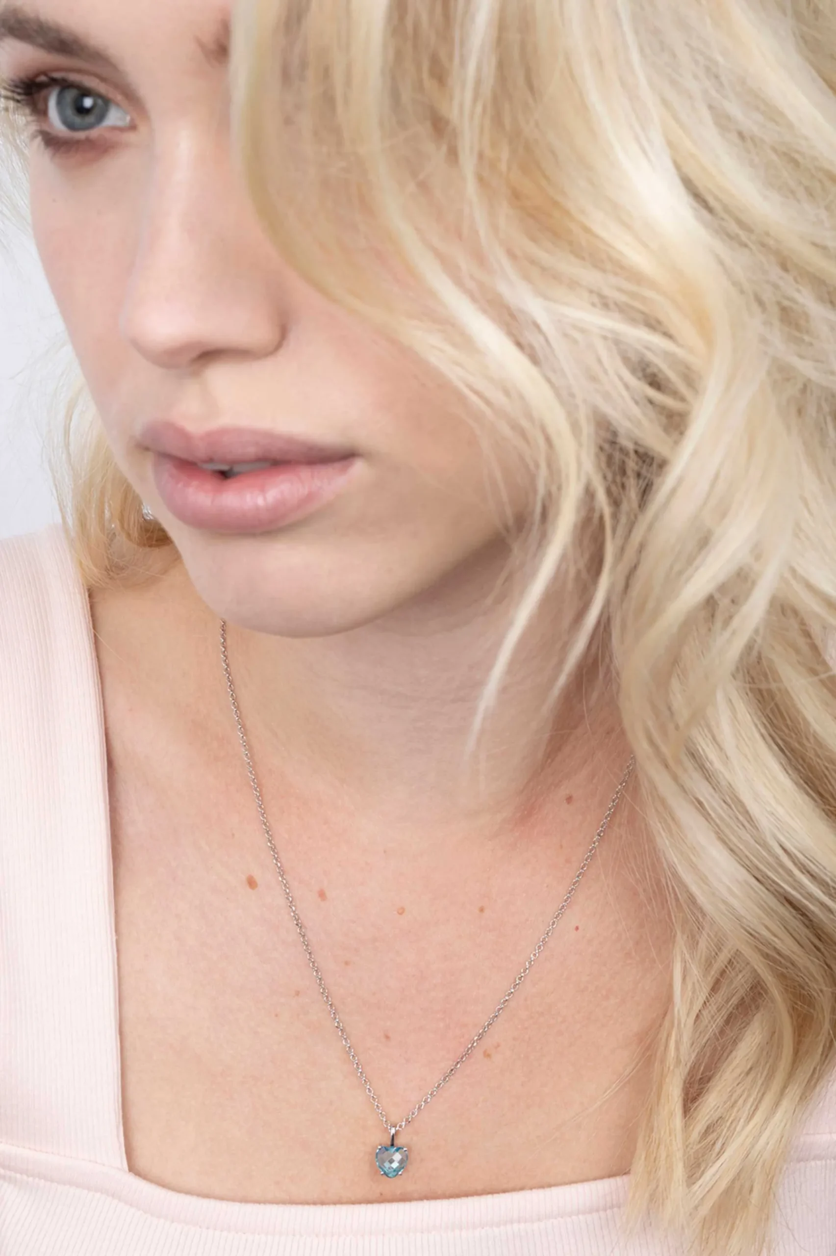 ZINZI zilveren hanger hartje turquoise blauw ZIH2071T (zonder collier)