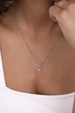 ZINZI zilveren hanger hartje roze ZIH2071R (zonder collier)