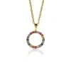 ZINZI zilveren hanger 14K geel verguld 12mm bezet regenboog ZIH2170 (zonder collier)