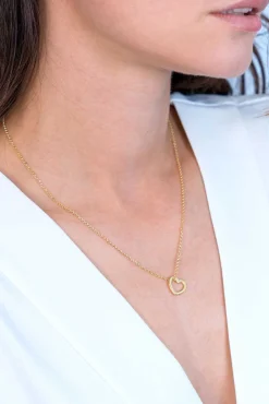 ZINZI zilveren hanger 14K geel verguld 12mm open hart ZIH2197G