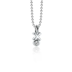 ZINZI zilveren hanger kruisje rond wit ZIH1821 (zonder collier)