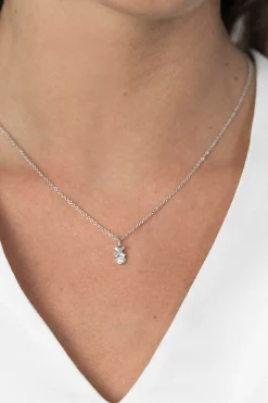 ZINZI zilveren hanger kruisje rond wit ZIH1821 (zonder collier)