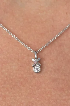 ZINZI zilveren hanger kruisje rond wit ZIH1821 (zonder collier)