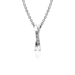 ZINZI zilveren hanger kruislings wit 16mm ZIH2039 (zonder collier)