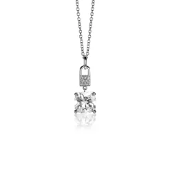 ZINZI zilveren hanger met vierkante witte zirconia en pavé zettingen 24mm ZIH2268 (zonder collier)