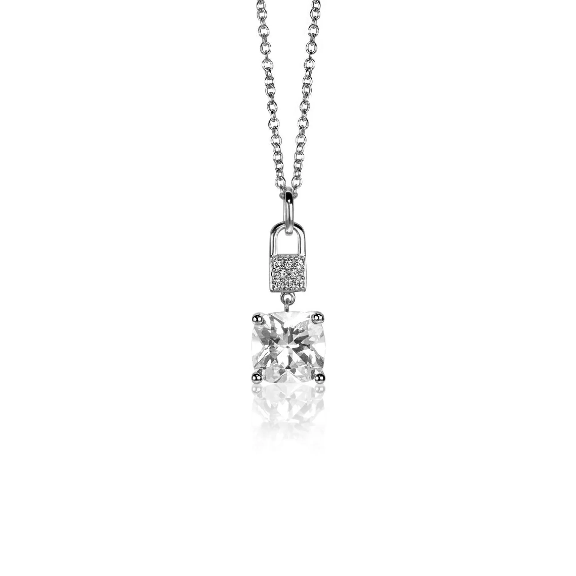ZINZI zilveren hanger met vierkante witte zirconia en pavé zettingen 24mm ZIH2268 (zonder collier)
