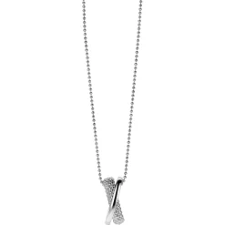 ZINZI zilveren hanger met cross-over design, glad en bolletjes 20mm ZIH2242 (zonder collier)