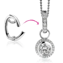 ZINZI zilveren hanger met witte zirconia's om je oorbedels aan te hangen ZIH2CH