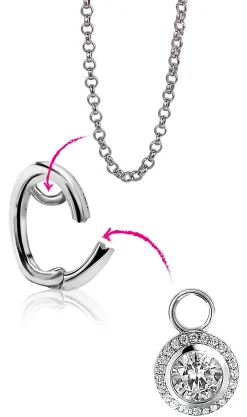 ZINZI zilveren hanger met witte zirconia's om je oorbedels aan te hangen ZIH2CH