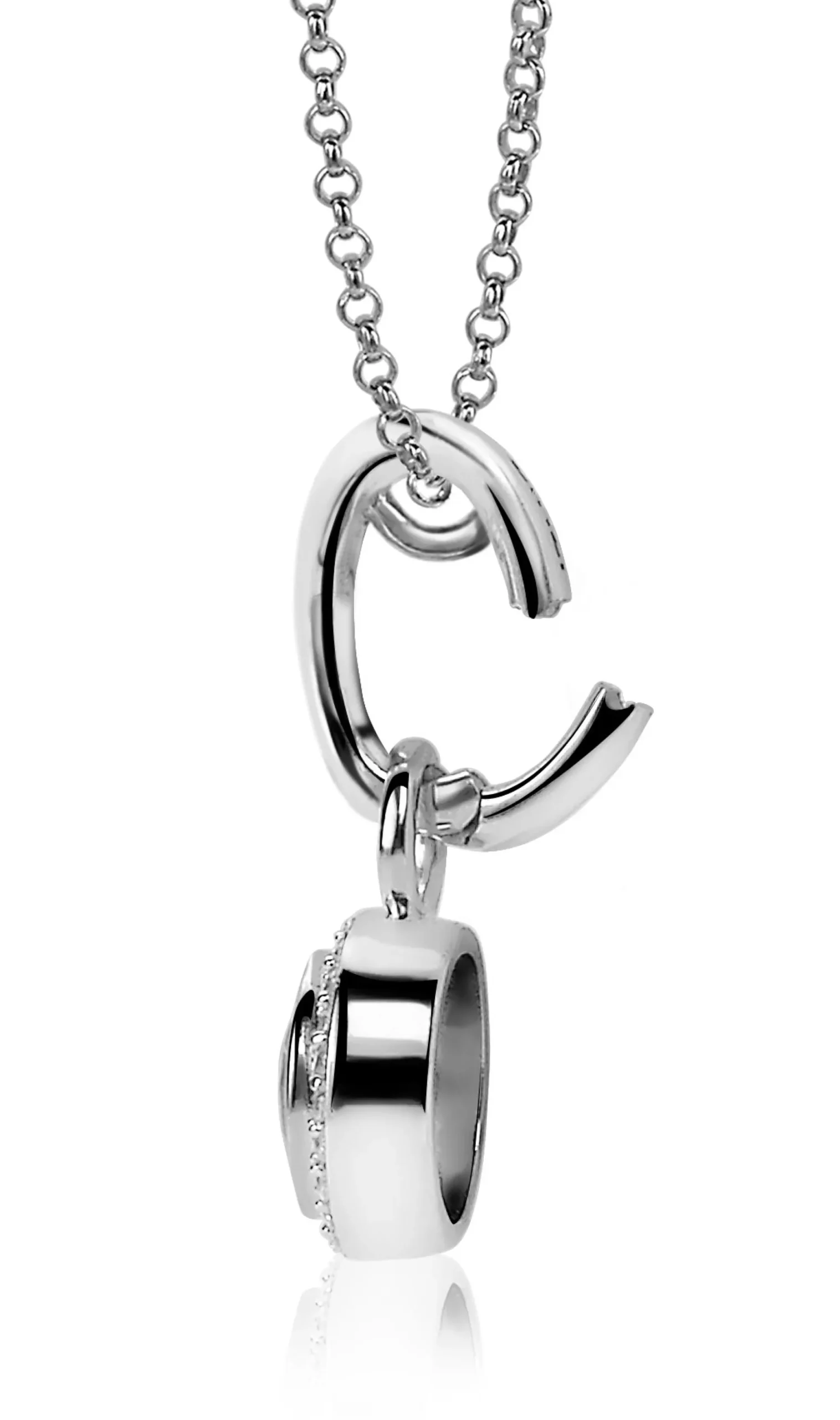 ZINZI zilveren hanger met witte zirconia's om je oorbedels aan te hangen ZIH2CH