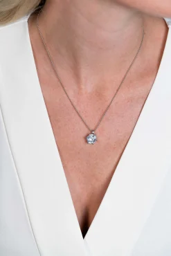 ZINZI zilveren hanger met zeshoekige witte zirconia 15mm ZIH2259 (zonder collier)