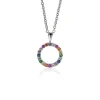 ZINZI zilveren hanger 12mm bezet met regenboog kleurstenen ZIH2170Z (zonder collier)