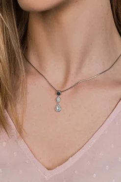 ZINZI zilveren hanger 26mm druppelvorm witte zirconia's ZIH1972 (zonder collier)