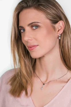 ZINZI zilveren hanger 26mm druppelvorm witte zirconia's ZIH1972 (zonder collier)
