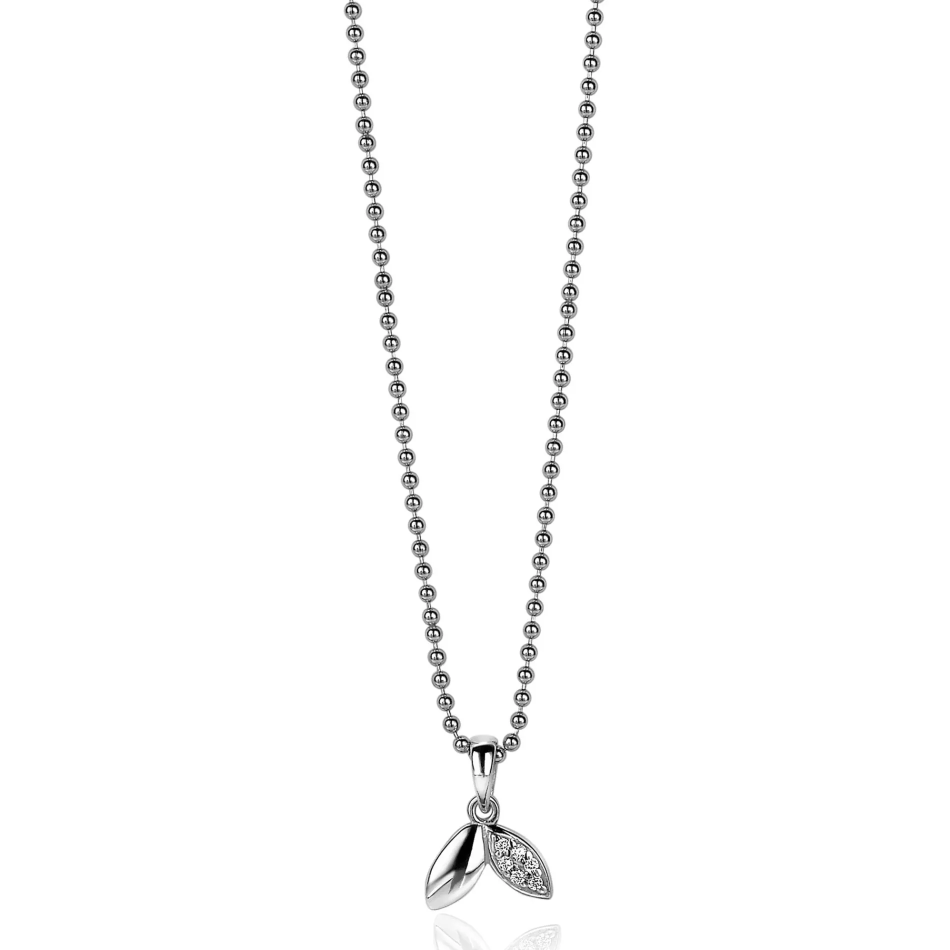 ZINZI zilveren hanger 12mm blaadjes witte zirconia ZIH2088 (zonder collier)