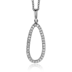 ZINZI zilveren hanger 33mm ovale vorm met witte zirconia's ZIH2038 (zonder collier)