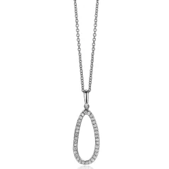 ZINZI zilveren hanger 33mm ovale vorm met witte zirconia's ZIH2038 (zonder collier)