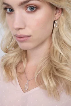 ZINZI zilveren hanger 33mm ovale vorm met witte zirconia's ZIH2038 (zonder collier)