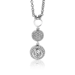 ZINZI zilveren hanger 26mm ronde vormen witte zirconia's ZIH1973 (zonder collier)