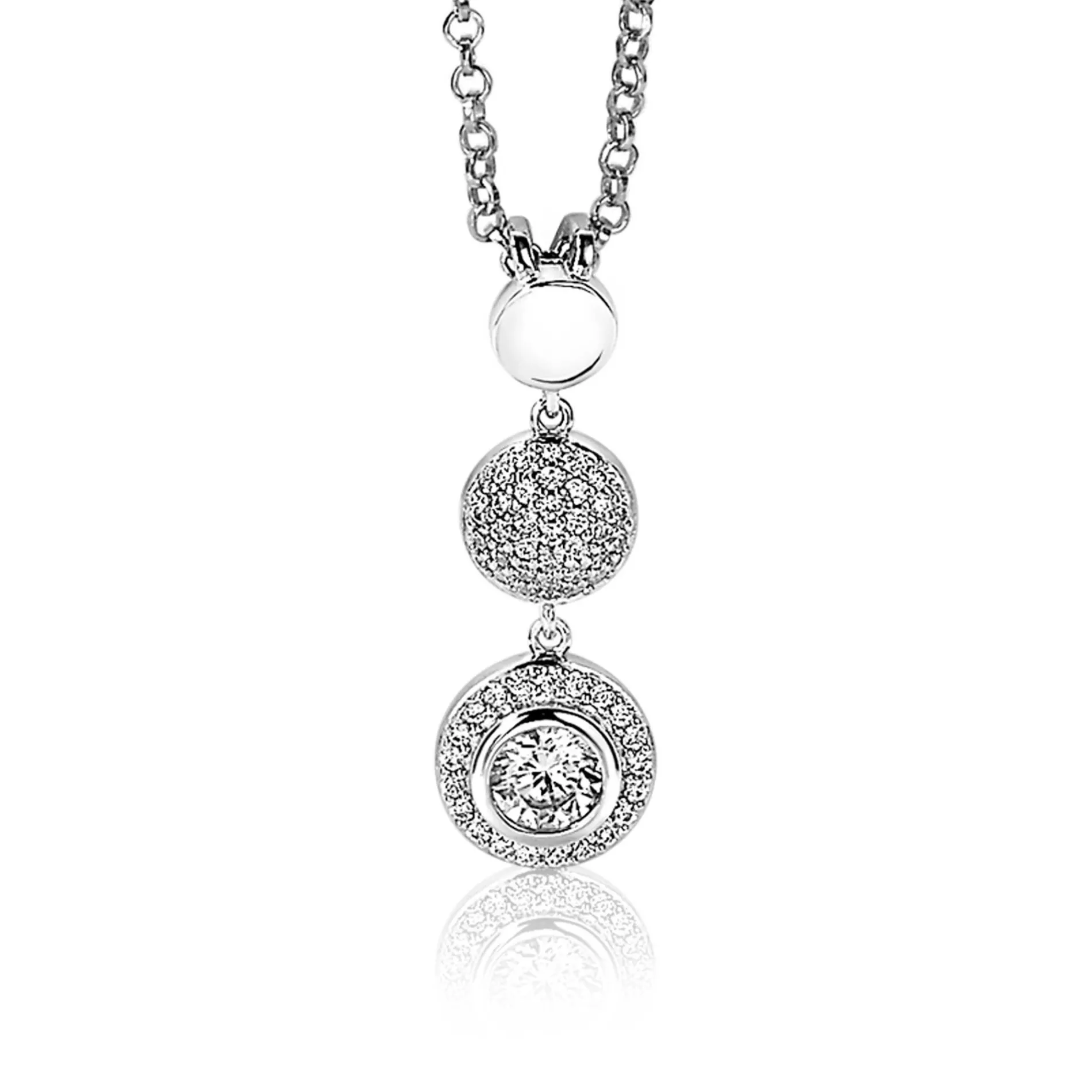 ZINZI zilveren hanger 26mm ronde vormen witte zirconia's ZIH1973 (zonder collier)