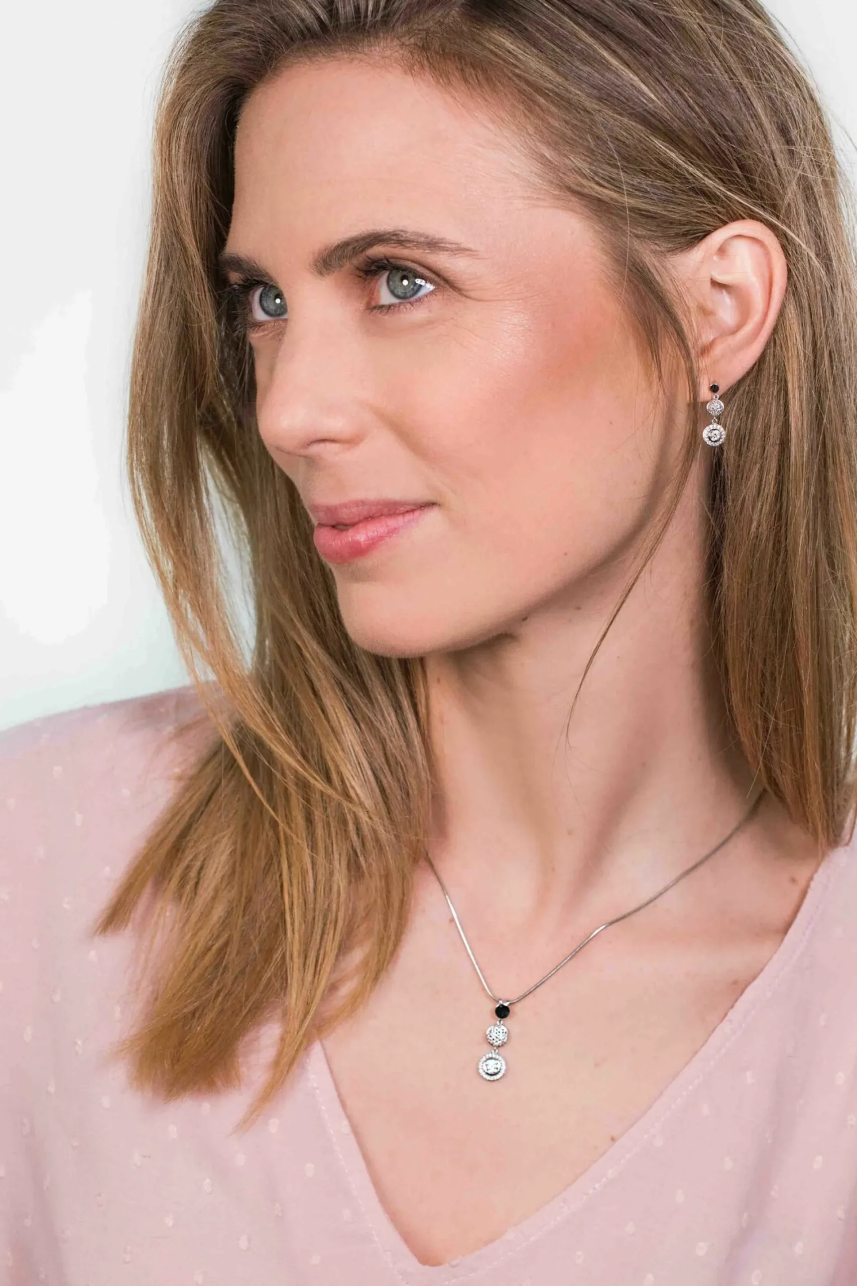 ZINZI zilveren hanger 26mm ronde vormen witte zirconia's ZIH1973 (zonder collier)