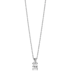 ZINZI zilveren hanger 14mm met rechthoekige witte zirconia en luxe hangoog ZIH2392 (zonder collier)