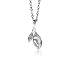 ZINZI zilveren hanger 23mm blaadjes bewerkt/witte zirconia ZIH2087 (zonder collier)