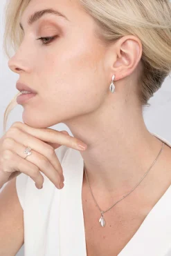 ZINZI zilveren hanger 23mm blaadjes bewerkt/witte zirconia ZIH2087 (zonder collier)