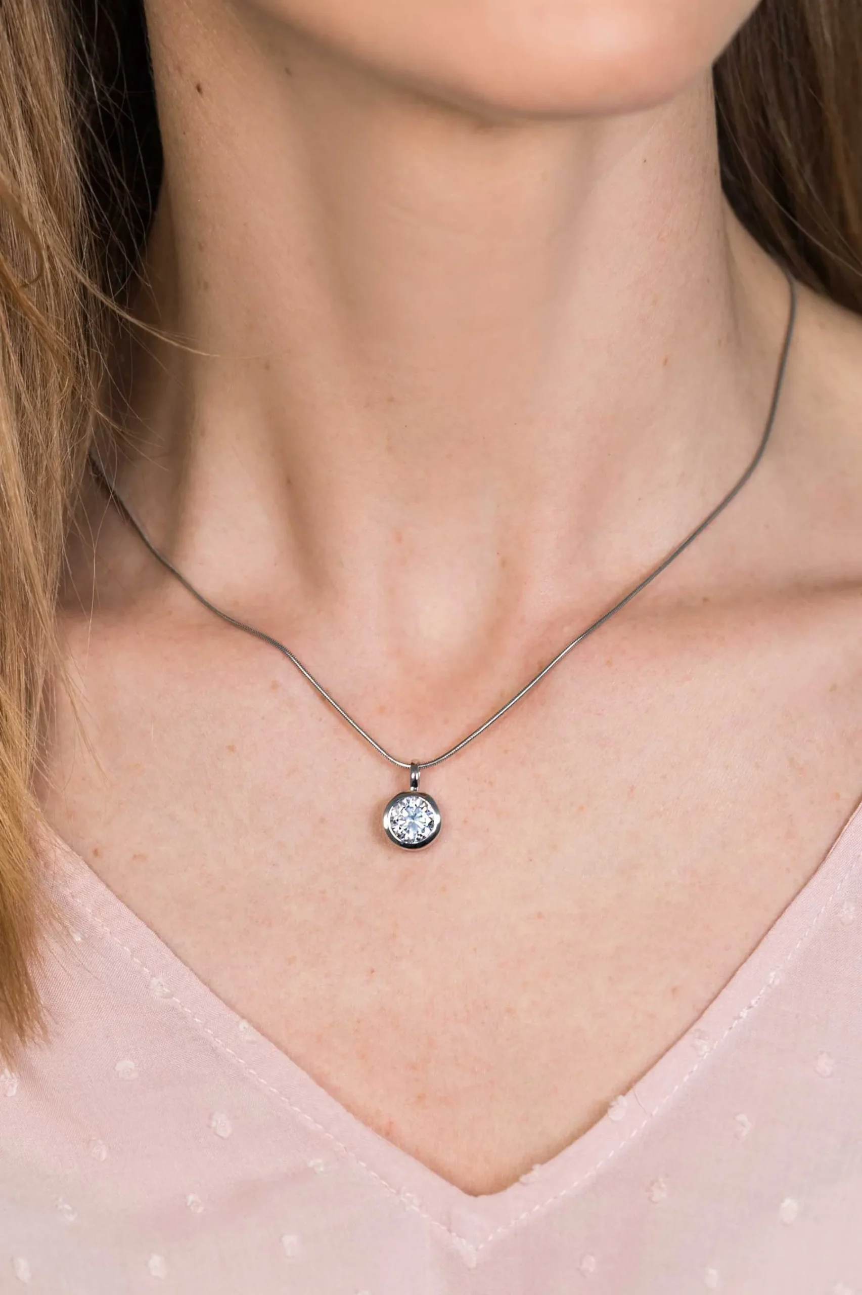 ZINZI zilveren hanger 17mm rond witte zirconia ZIH1 (zonder collier)
