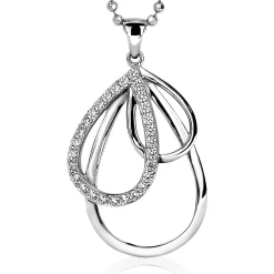 ZINZI zilveren hanger peer wit 40mm ZIH1369 (zonder collier)