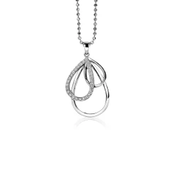 ZINZI zilveren hanger peer wit 40mm ZIH1369 (zonder collier)