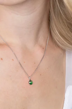 ZINZI zilveren hanger rond groen ZIH2072GR (zonder collier)
