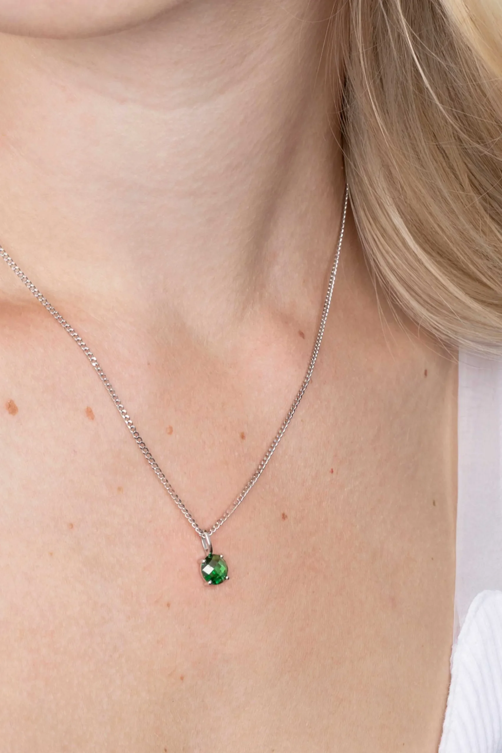 ZINZI zilveren hanger rond groen ZIH2072GR (zonder collier)