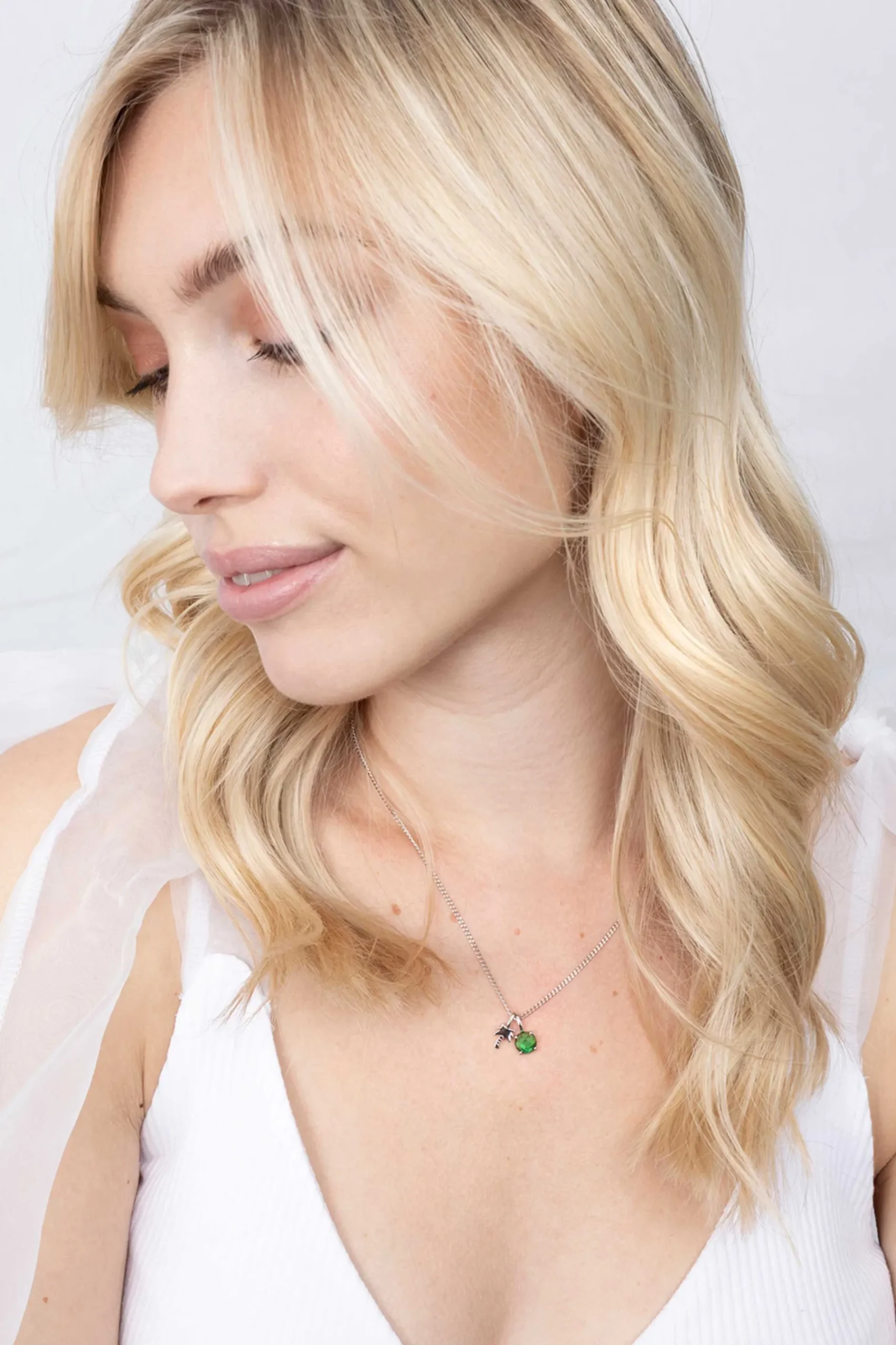 ZINZI zilveren hanger rond groen ZIH2072GR (zonder collier)