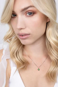 ZINZI zilveren hanger rond groen ZIH2072GR (zonder collier)