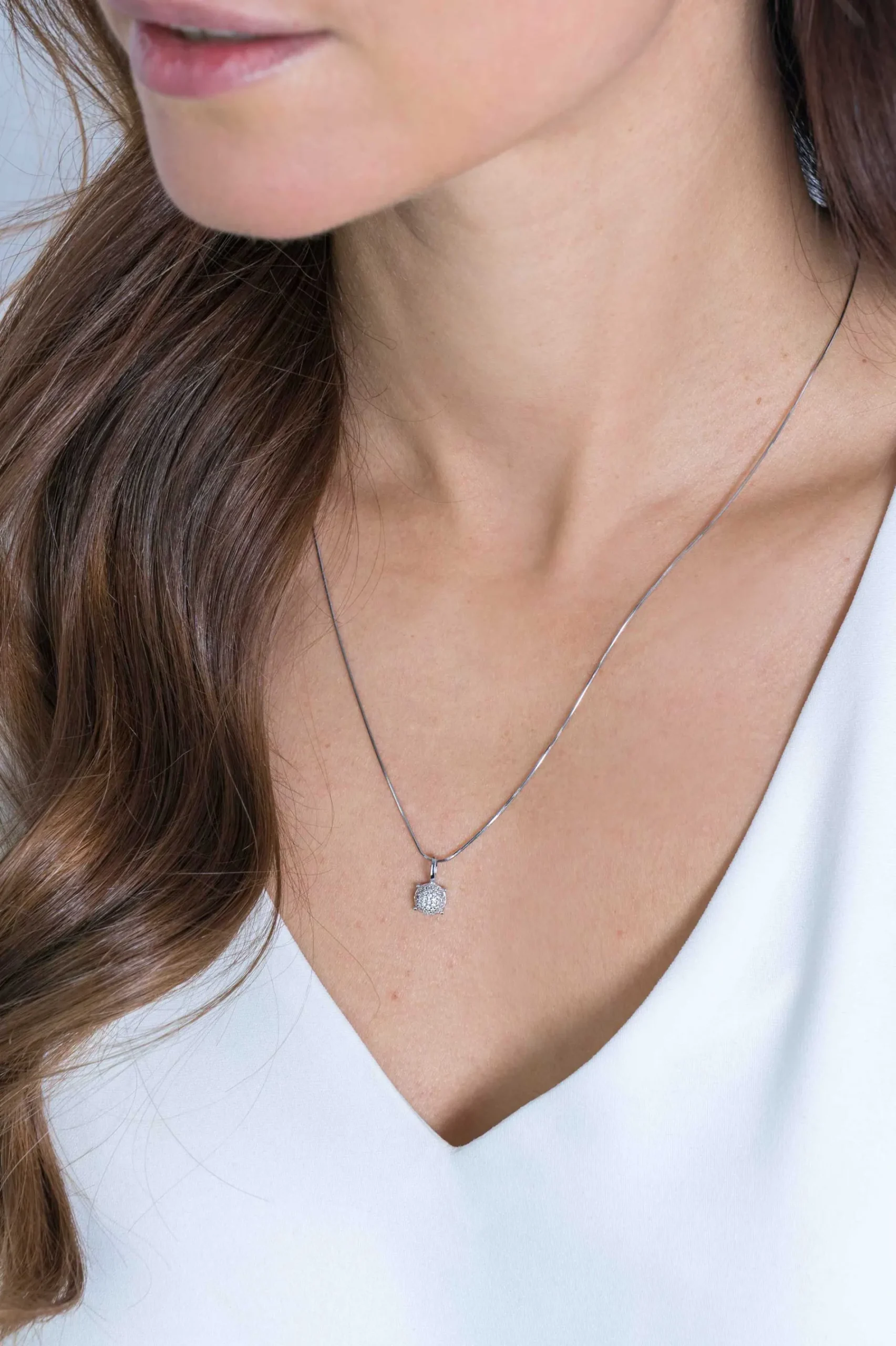 ZINZI zilveren hanger rond wit ZIH2074 (zonder collier)