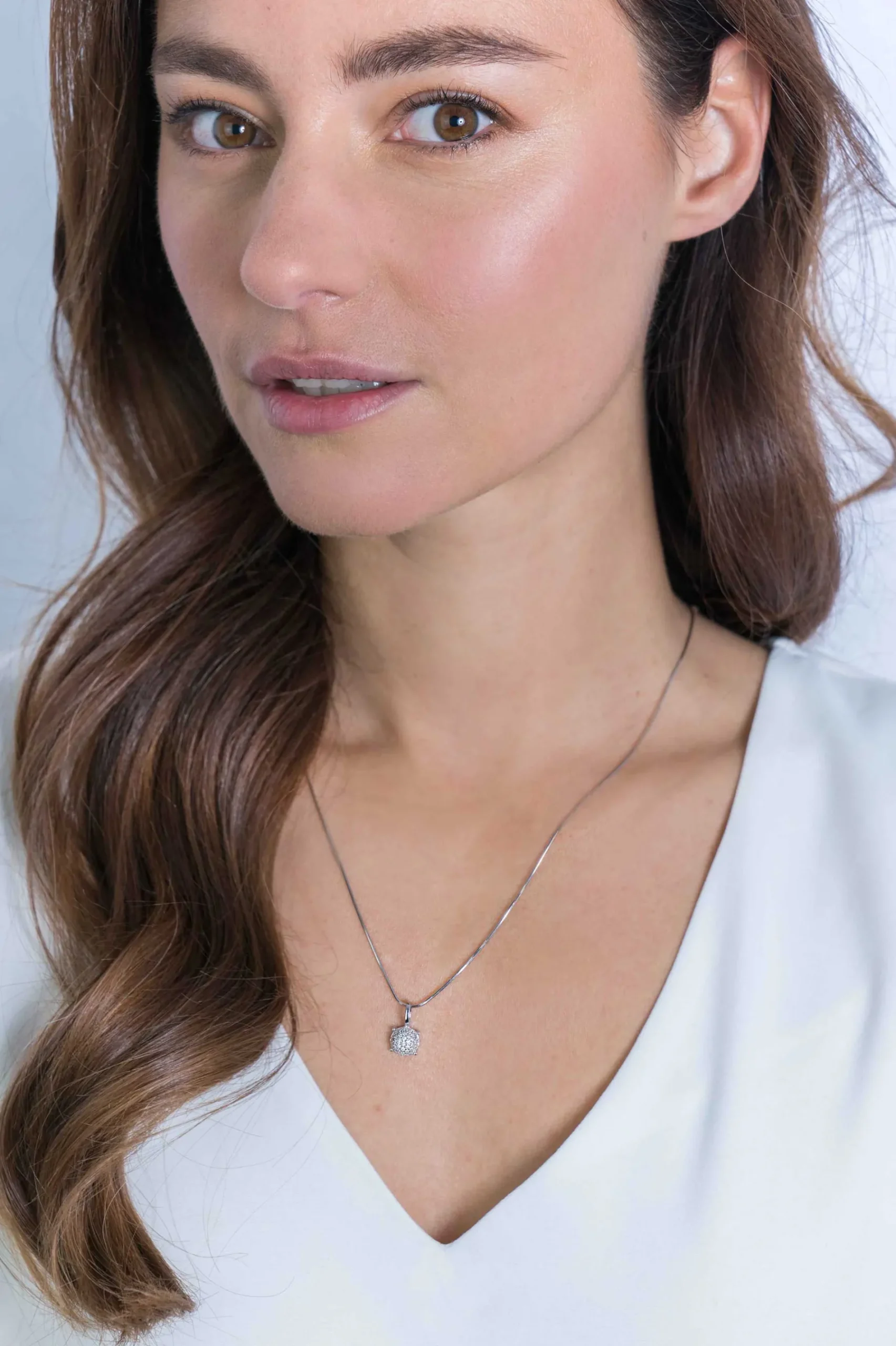 ZINZI zilveren hanger rond wit ZIH2074 (zonder collier)