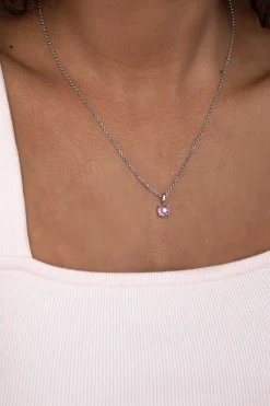 ZINZI zilveren hanger rond roze ZIH2072R (zonder collier)