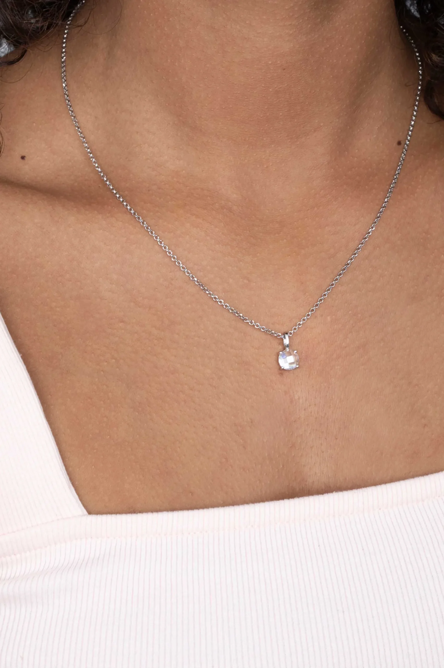 ZINZI zilveren hanger rond wit ZIH2072 (zonder collier)