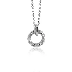 ZINZI zilveren hanger rond met touweffect 19mm ZIH2246 (zonder collier)