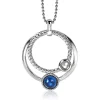 ZINZI zilveren hanger ronde cirkels blauw 32mm ZIH1963 (zonder collier)