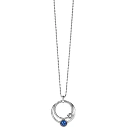 ZINZI zilveren hanger ronde cirkels blauw 32mm ZIH1963 (zonder collier)