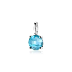 ZINZI zilveren hanger rond turquoise blauw ZIH2072T (zonder collier)