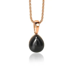 ZINZI zilveren hanger rosé verguld zwart peervorm 20mm ZIH1934RZ (zonder collier)