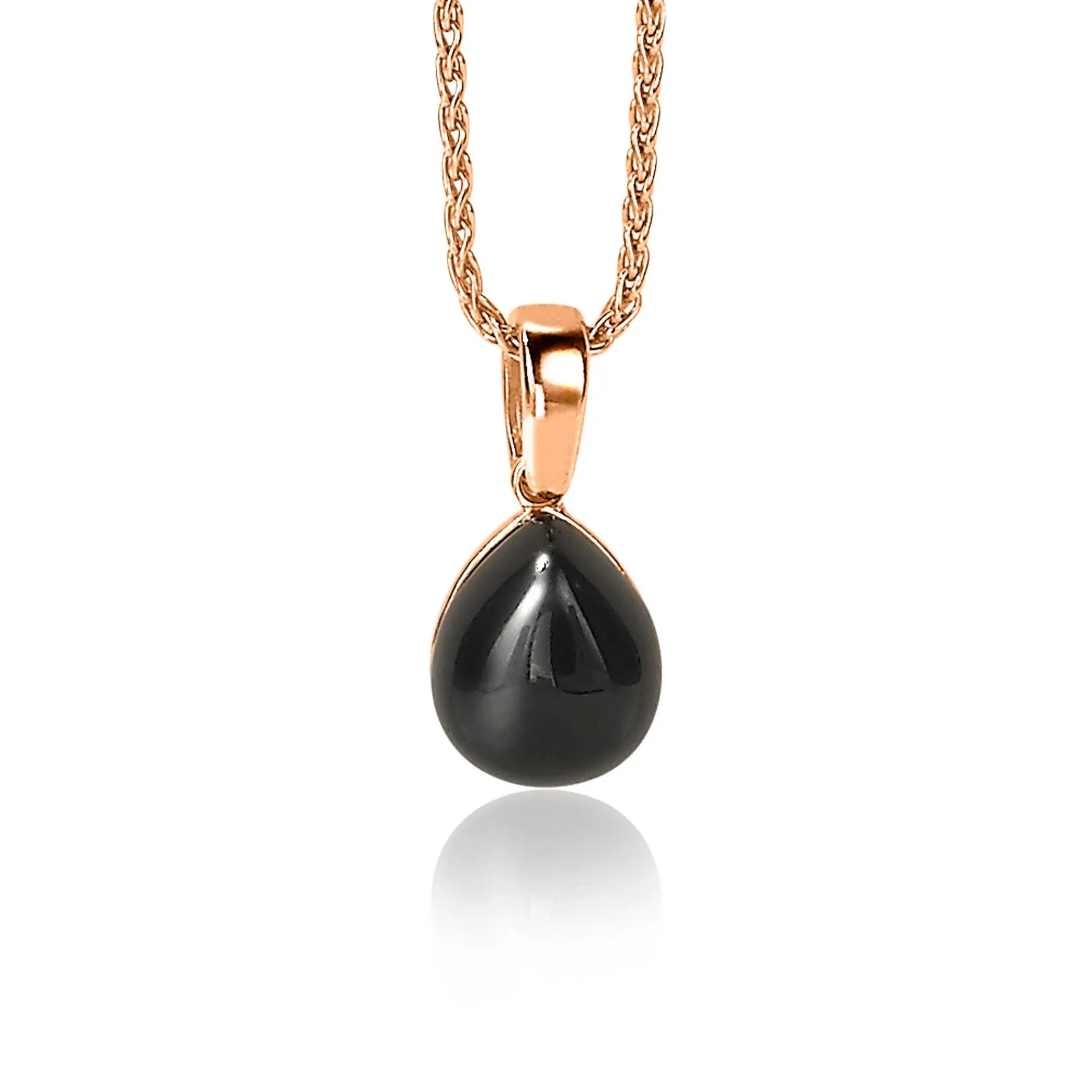 ZINZI zilveren hanger rosé verguld zwart peervorm 20mm ZIH1934RZ (zonder collier)