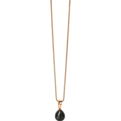 ZINZI zilveren hanger rosé verguld zwart peervorm 20mm ZIH1934RZ (zonder collier)